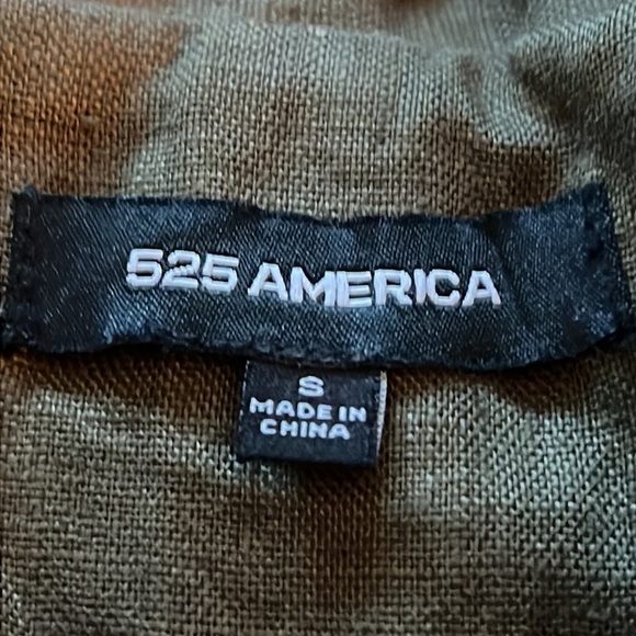 525 AMERICA olive green 100% Linen long sleeves single front button blazer Sz S - Picture 8 of 10